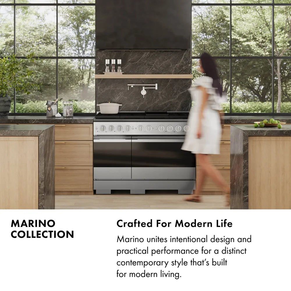 ZLINE Autograph Edition Marino 48-inch range in satin stainless steel and champagne bronze accents PMDRSZ-48-CB, view 4