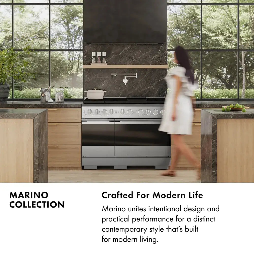 ZLINE Autograph Edition Marino 30-inch range in satin stainless steel with white matte door and matte black accents MINRSZ-WM-30-MB, view 4