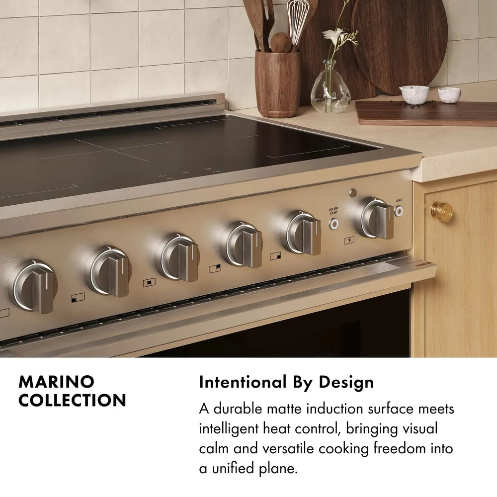 ZLINE Autograph Edition Marino 30-inch range in black stainless steel and champagne bronze accents MINRBZ-30-CB, view 3