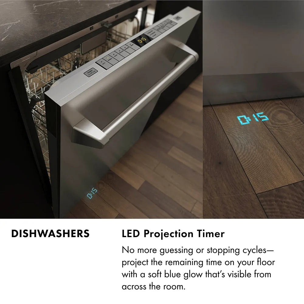 ZLINE Autograph Edition Monument 24-inch dishwasher in stainless steel and matte black accents DWMTZ-304-24-MB, view 4