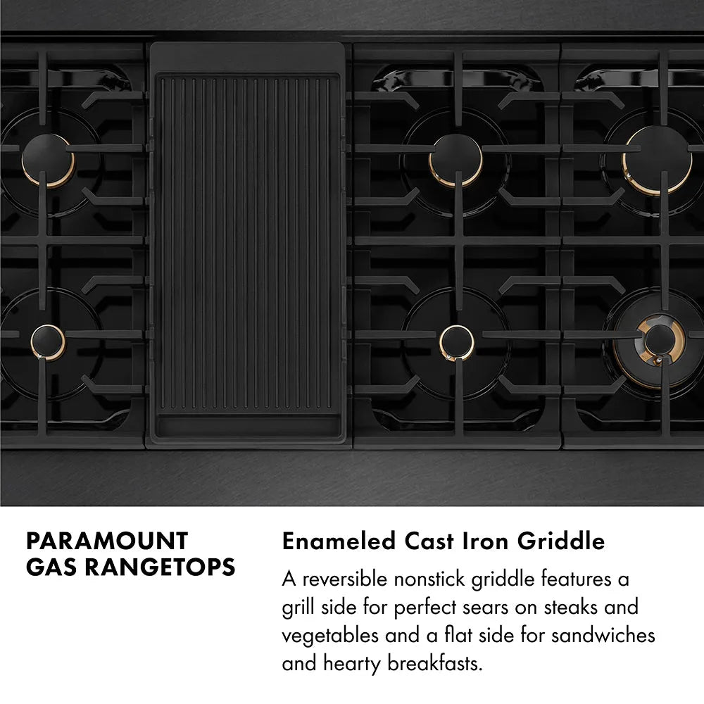 ZLINE Paramount 48-inch rangetop in black satin stainless steel SRTBS-BR-48, from above