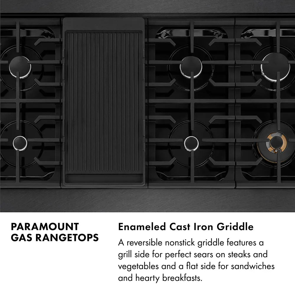 ZLINE Paramount 48-inch rangetop in black satin stainless steel SRTBS-48, from above