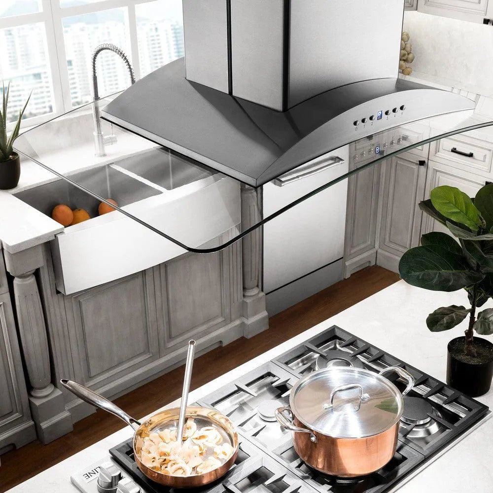 ZLINE CrownSound 30-inch range hood in stainless steel GL9ICRN-BT-30, from above