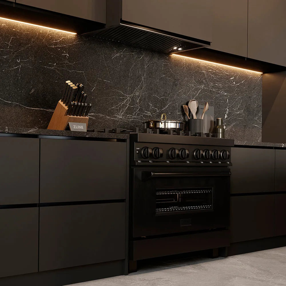 ZLINE Legacy 36-inch range in black stainless steel RAB-BR-36, view 2