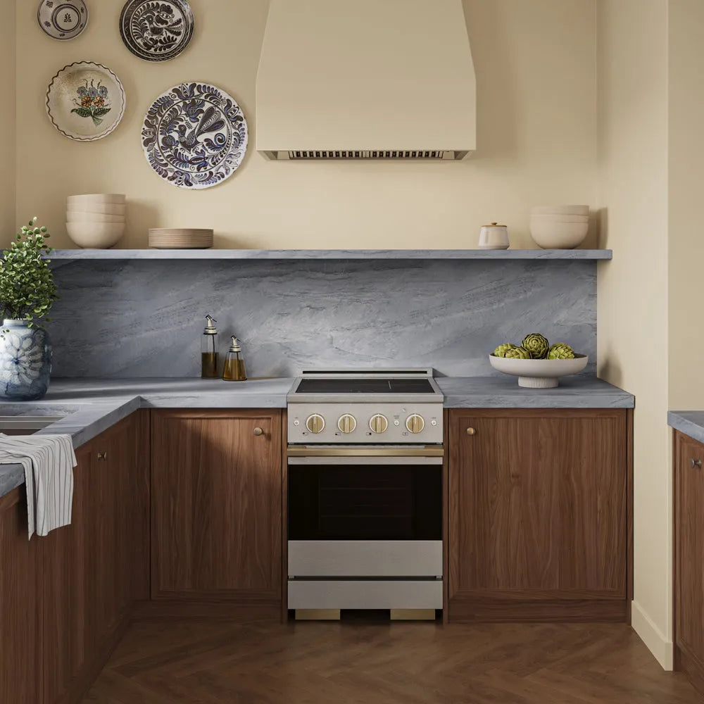 ZLINE Autograph Edition Marino 24-inch range in satin stainless steel and champagne bronze accents MINRSZ-24-CB, view 2