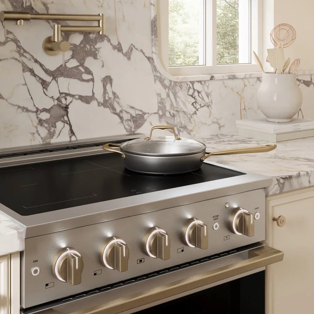 ZLINE Autograph Edition Marino 30-inch range in stainless steel and champagne bronze accents MINRZ-30-CB, view 2
