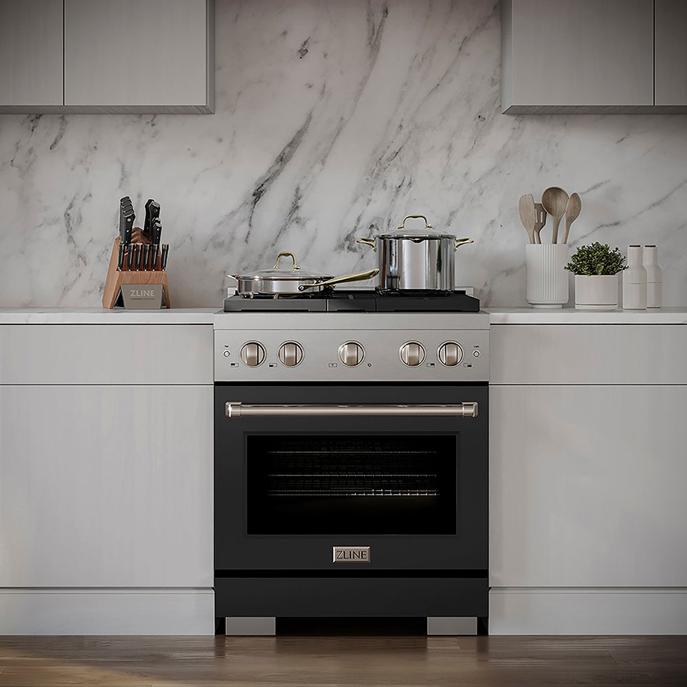 ZLINE Paramount 30-inch range in black matte PSGR-BLM-30, view 3