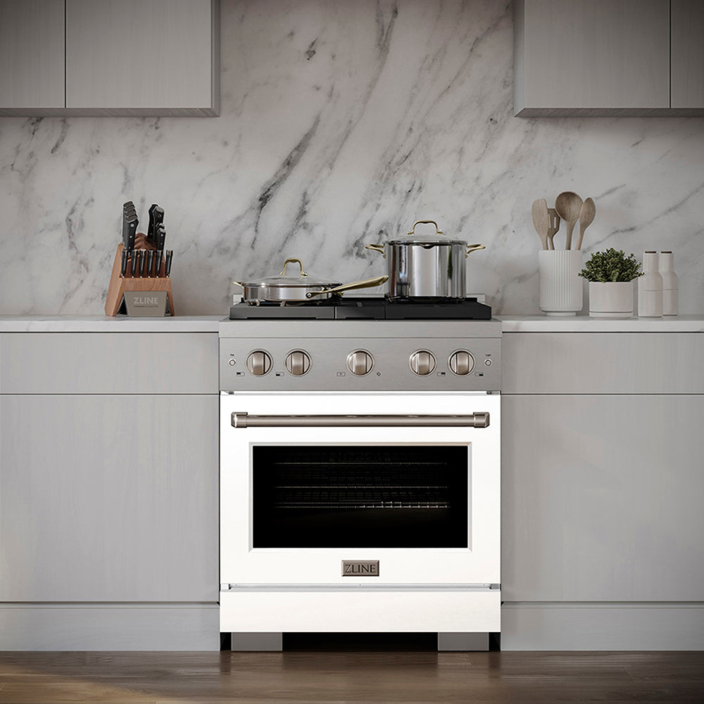ZLINE Paramount 30-inch range in white matte PSDR-WM-30, view 3