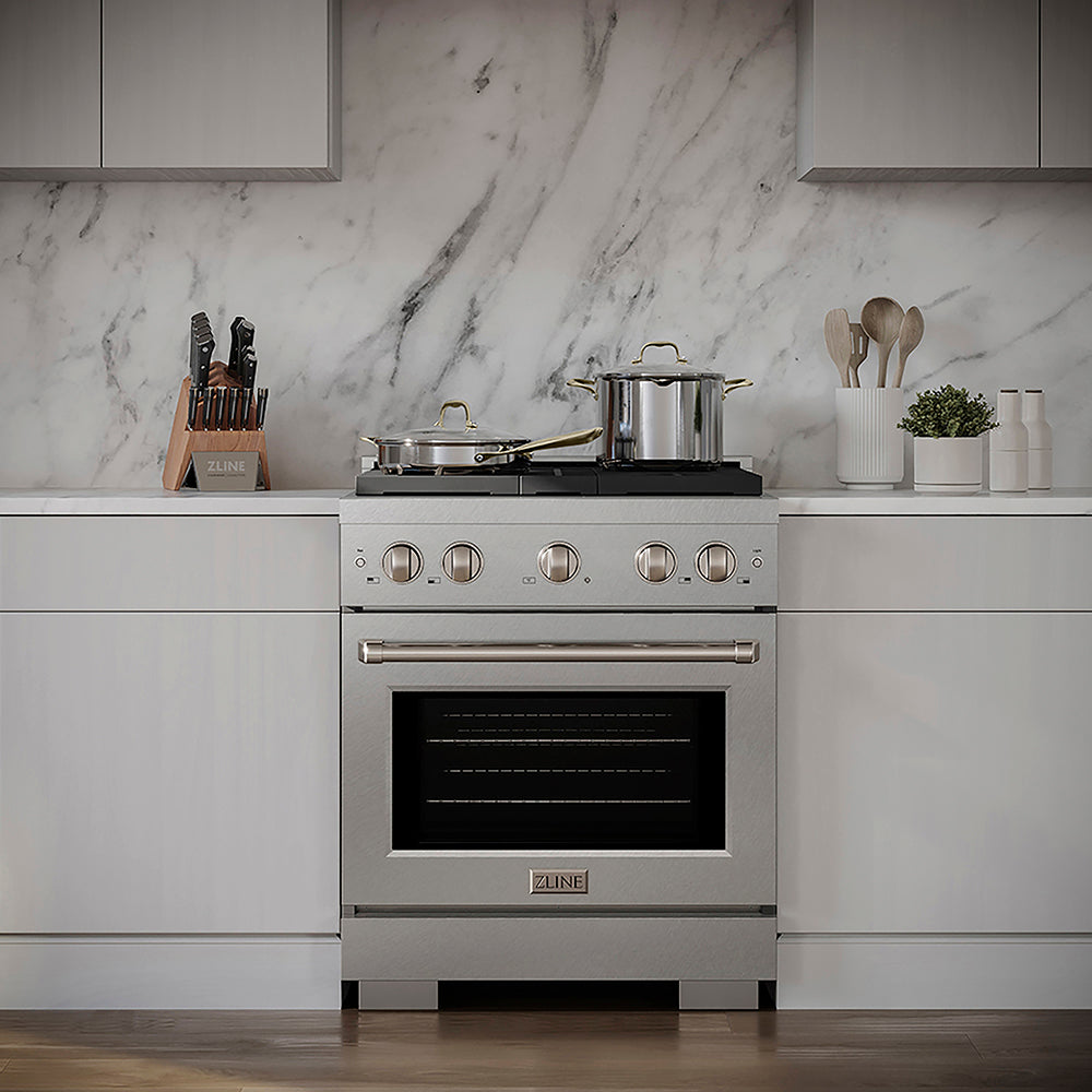 ZLINE Paramount 30-inch range in satin stainless steel PSDRS-30, view 3