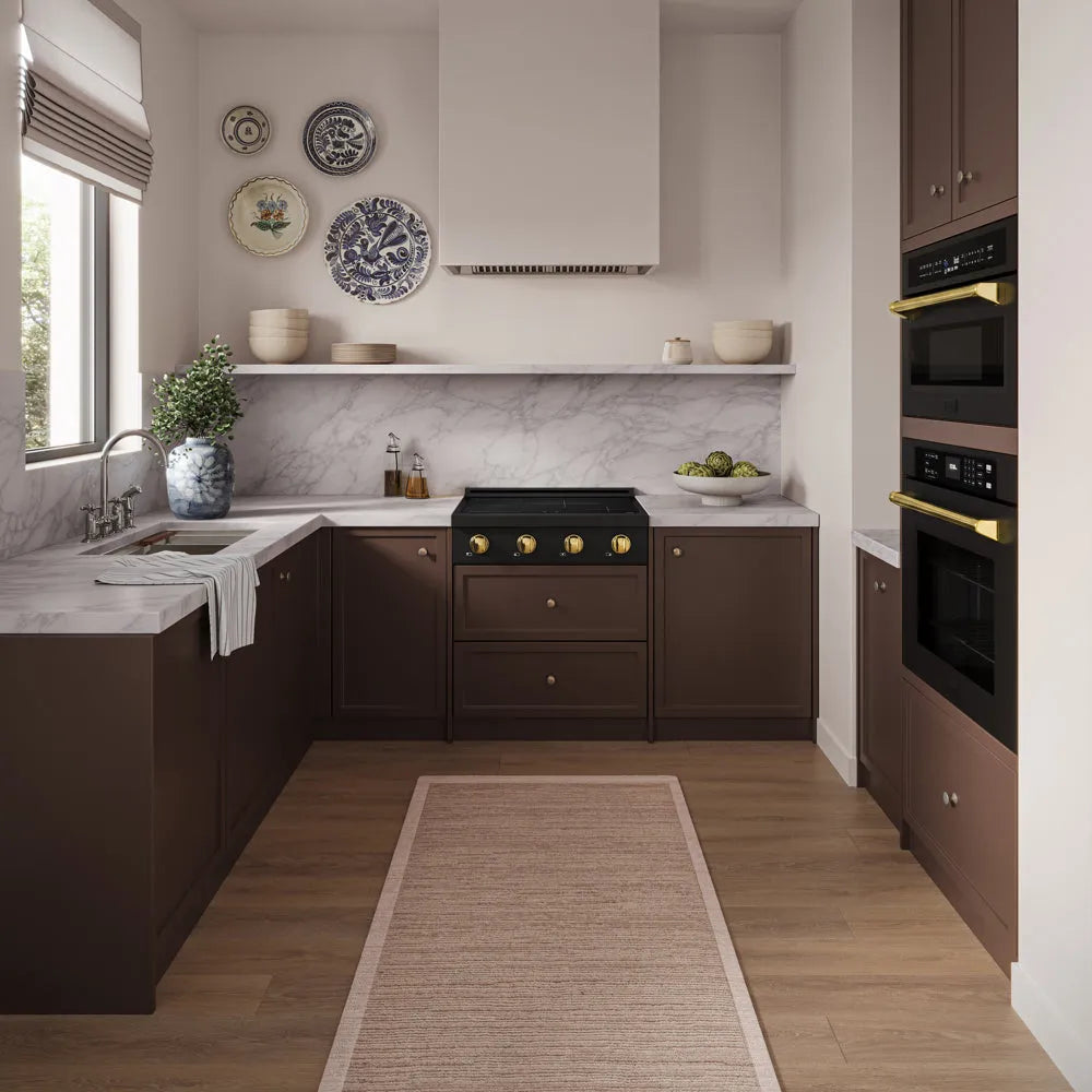 ZLINE Autograph Edition Paramount 30-inch rangetop in black stainless steel and polished gold accents SINRTBZ-30-G, view 2