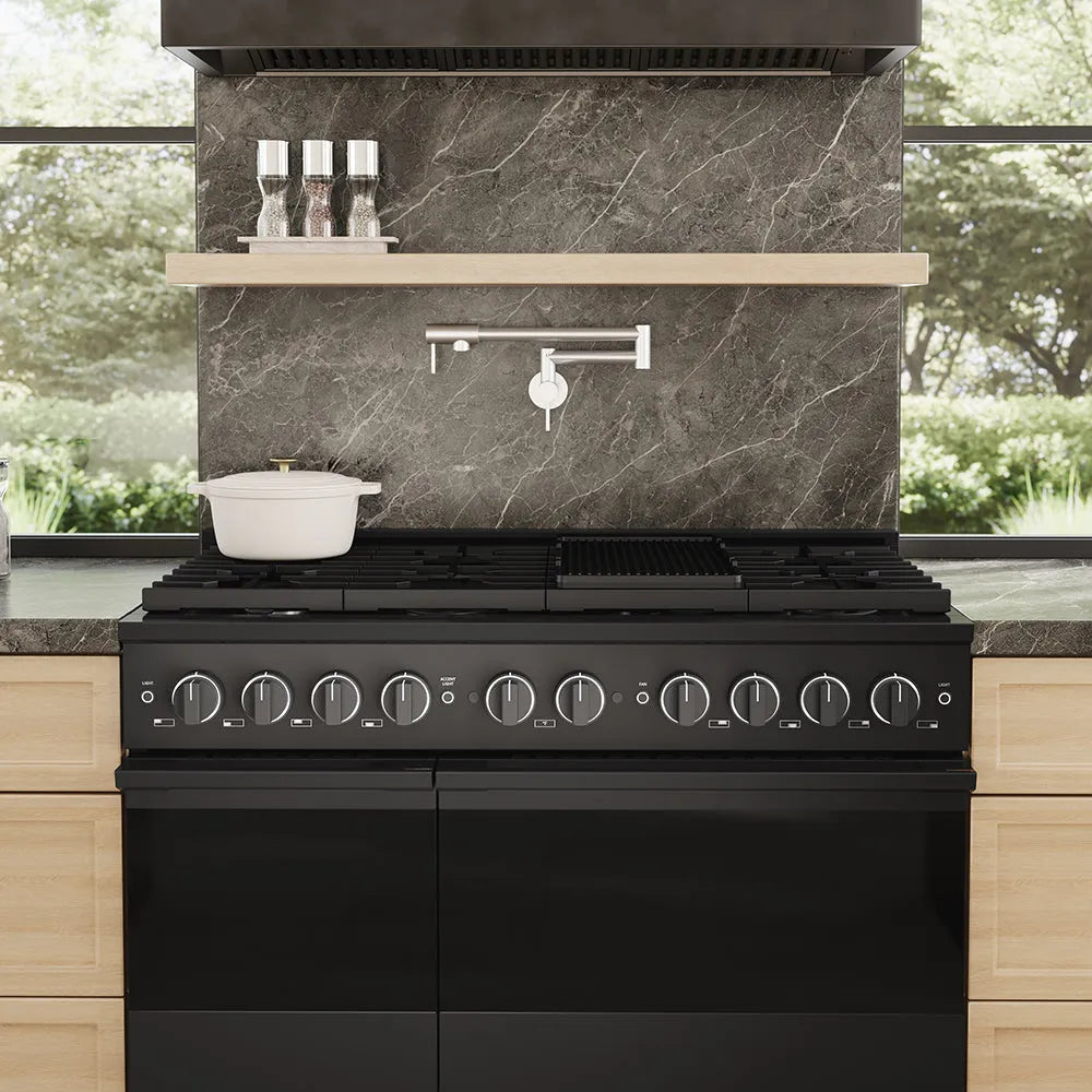 ZLINE Marino 48-inch range in black stainless steel MDRB-48, view 2