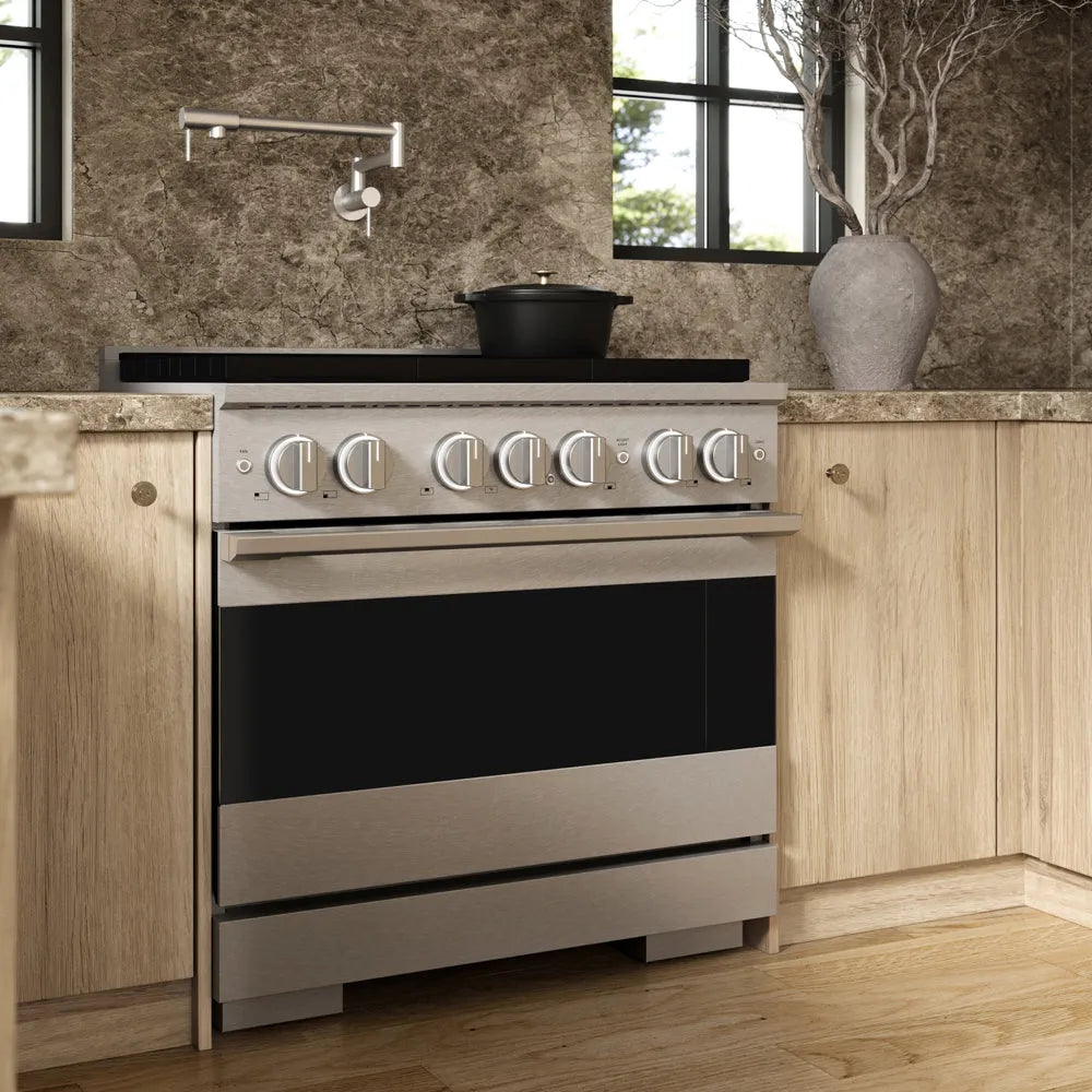 ZLINE Marino 36-inch range in satin stainless steel MDRS-BR-36, view 2