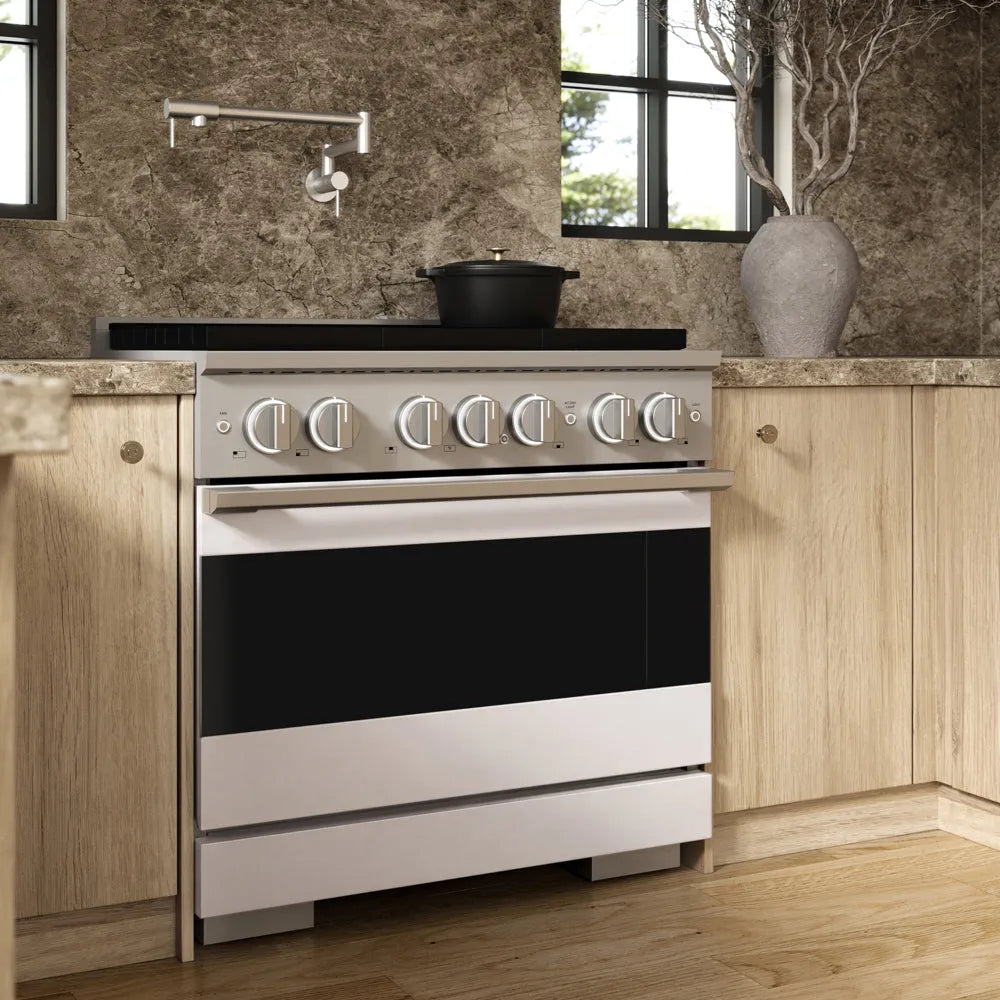 ZLINE Marino 36-inch range in stainless steel with white matte door MGR-WM-36, view 2