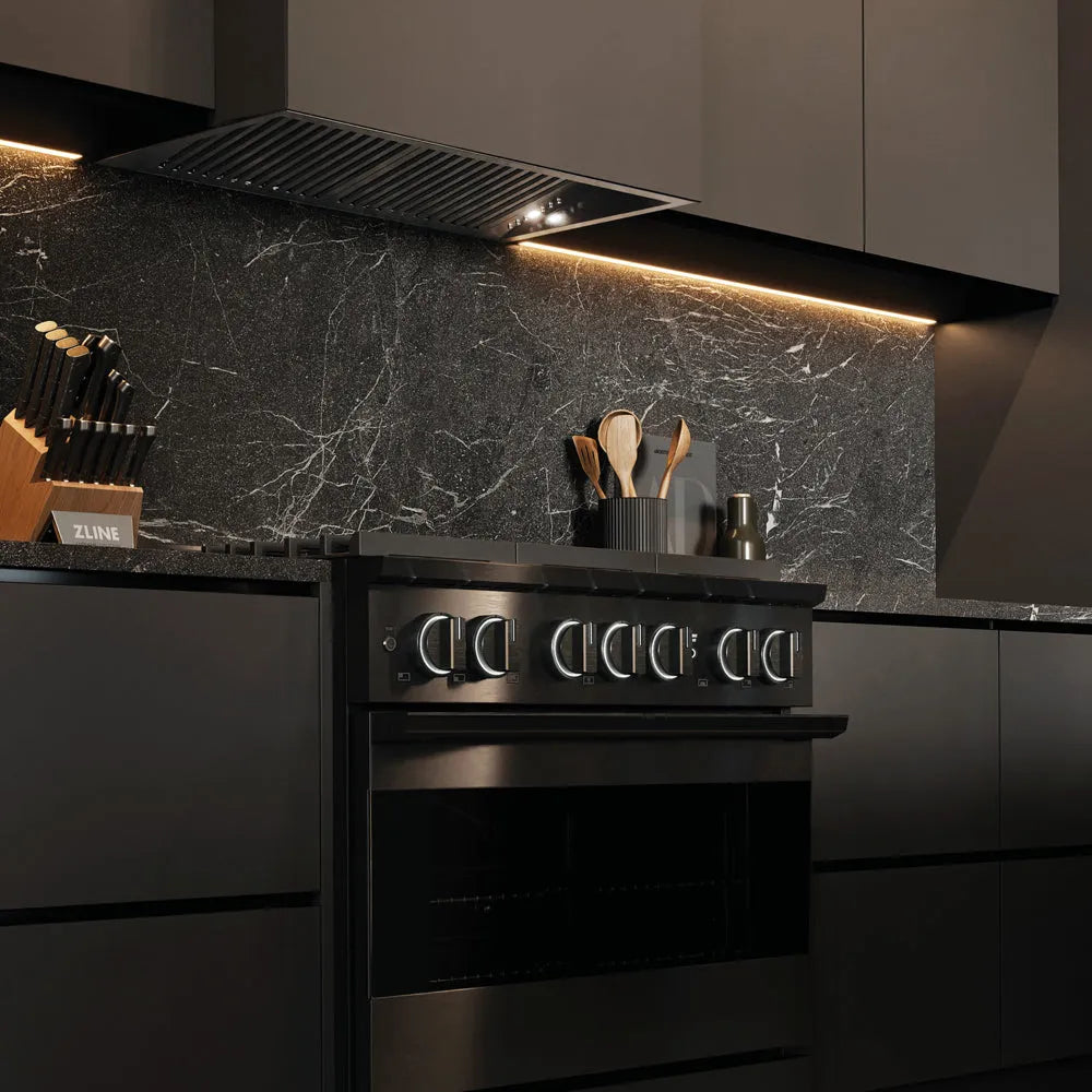 ZLINE Marino 36-inch range in black stainless steel MDRB-BR-36, view 2