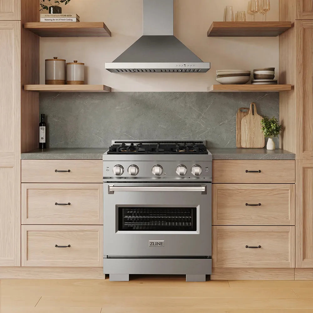 ZLINE Classic 30-inch range in stainless steel PCGR30, front view
