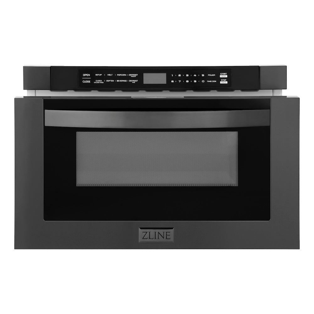 ZLINE 24-inch microwave in black stainless steel MWD-1-BS, front view