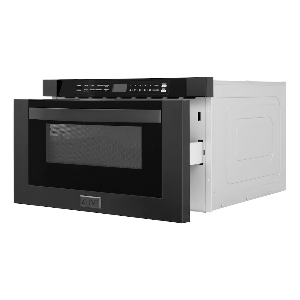 ZLINE 24-inch microwave in black stainless steel MWD-1-BS, door open