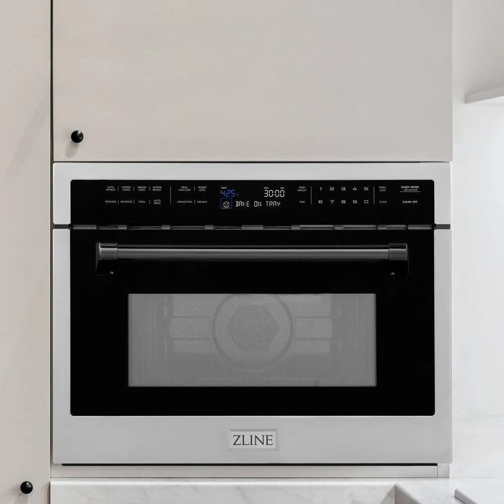 ZLINE Autograph Edition 24-inch microwave in stainless steel and matte black accents MWOZ-24-MB, view 2