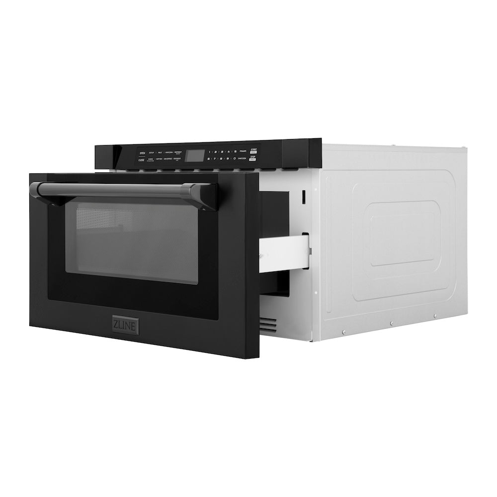ZLINE 24-inch microwave in black stainless steel MWD-1-BS-H, door open