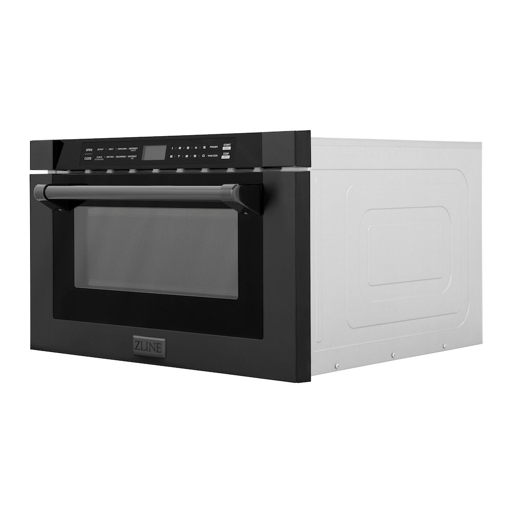 ZLINE 24-inch microwave in black stainless steel MWD-1-BS-H, side view