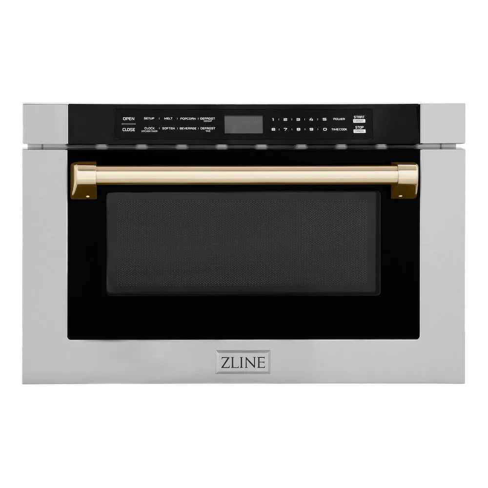 ZLINE Autograph Edition 24-inch microwave in stainless steel and polished gold accents MWDZ-1-H-G
