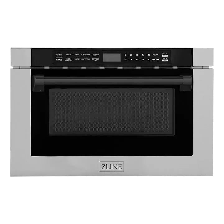 ZLINE Autograph Edition 24-inch microwave in stainless steel and matte black accents MWDZ-1-H-MB