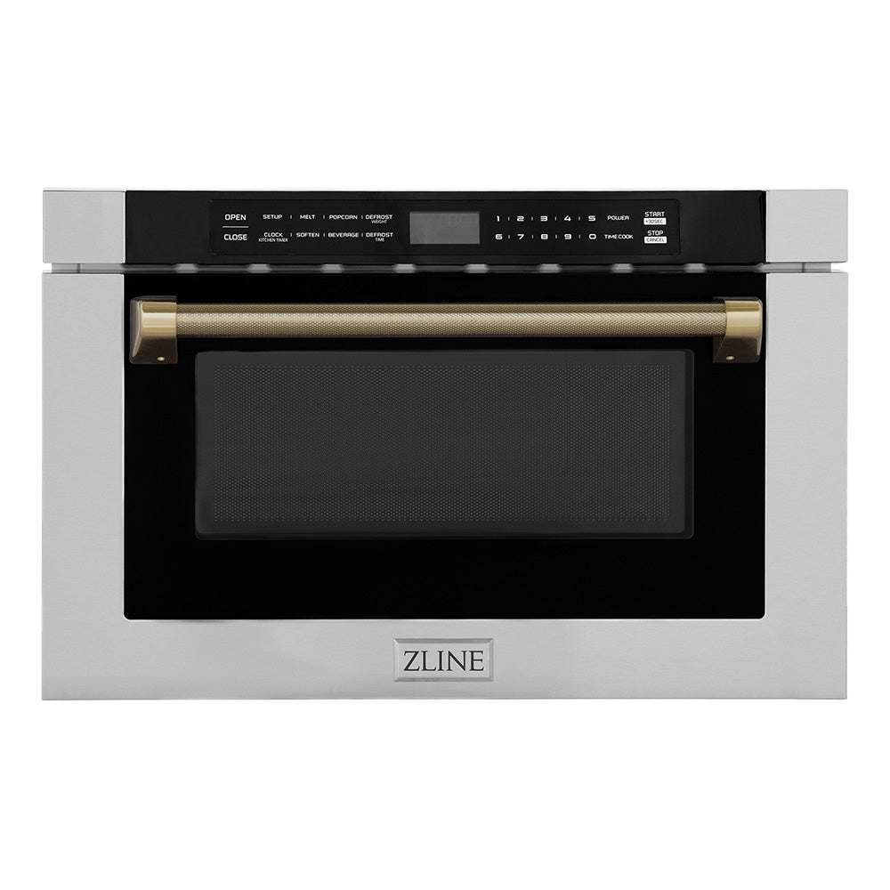 ZLINE Autograph Edition 24-inch microwave in stainless steel and champagne bronze accents MWDZ-1-H-KCB