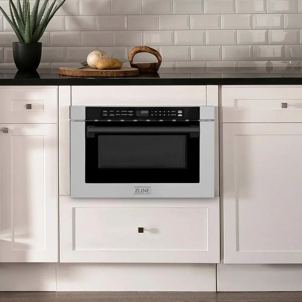 ZLINE Autograph Edition 24-inch microwave in stainless steel and matte black accents MWDZ-1-H-MB, view 2