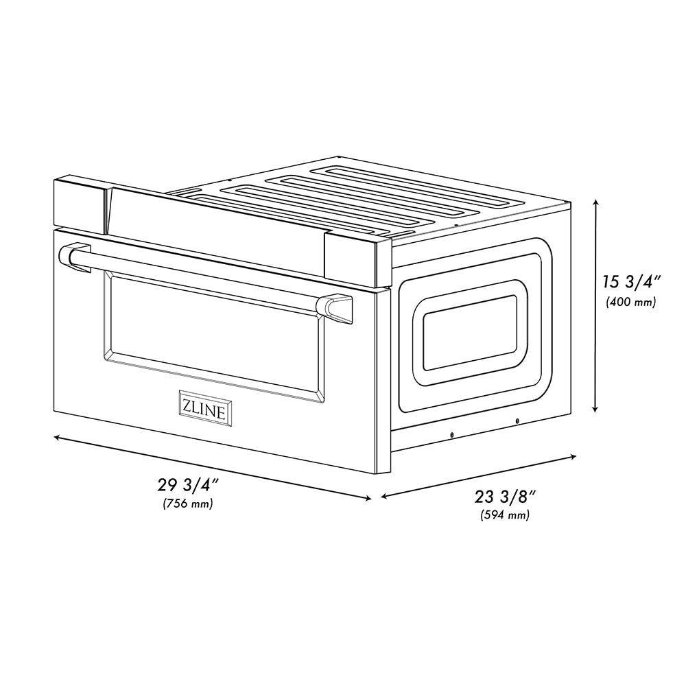 ZLINE Autograph Edition 30-inch microwave in black stainless steel and champagne bronze accents MWDZ-30-BS-KCB, view 7