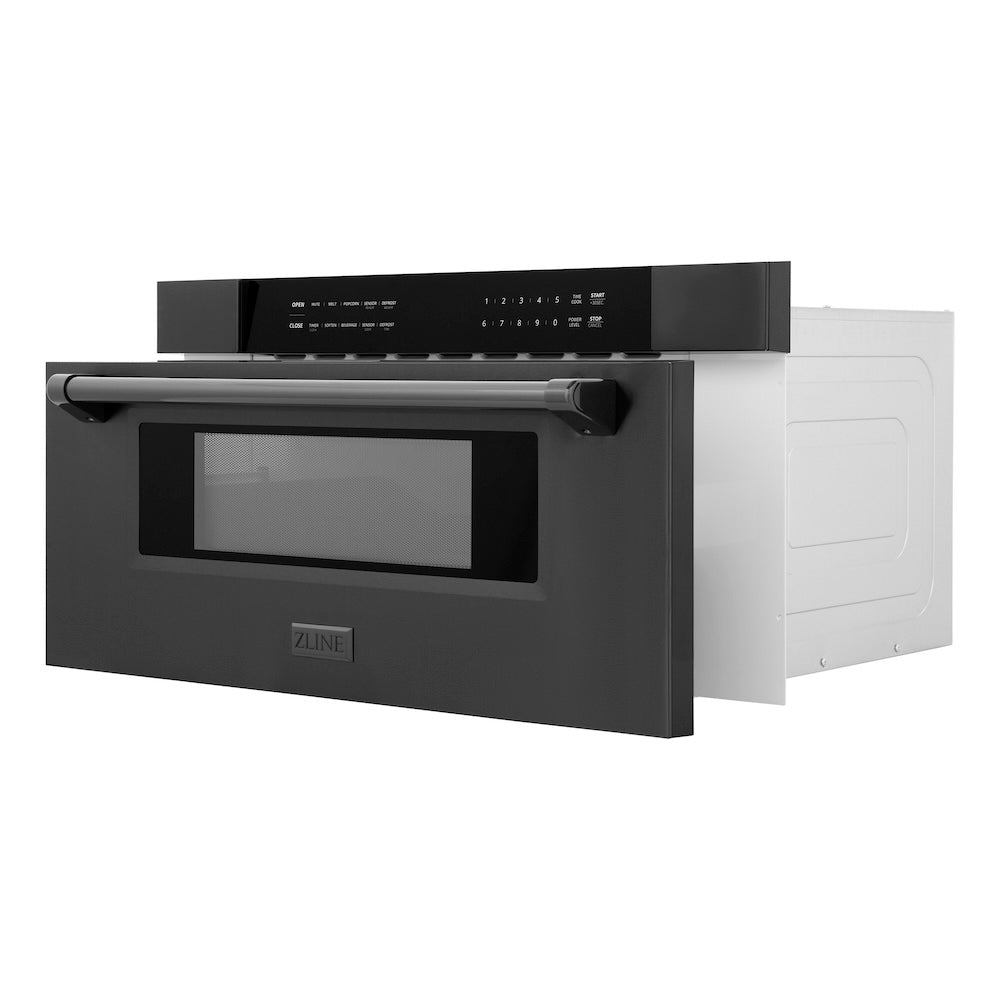 ZLINE 30-inch microwave in black stainless steel MWD-30-BS, door open
