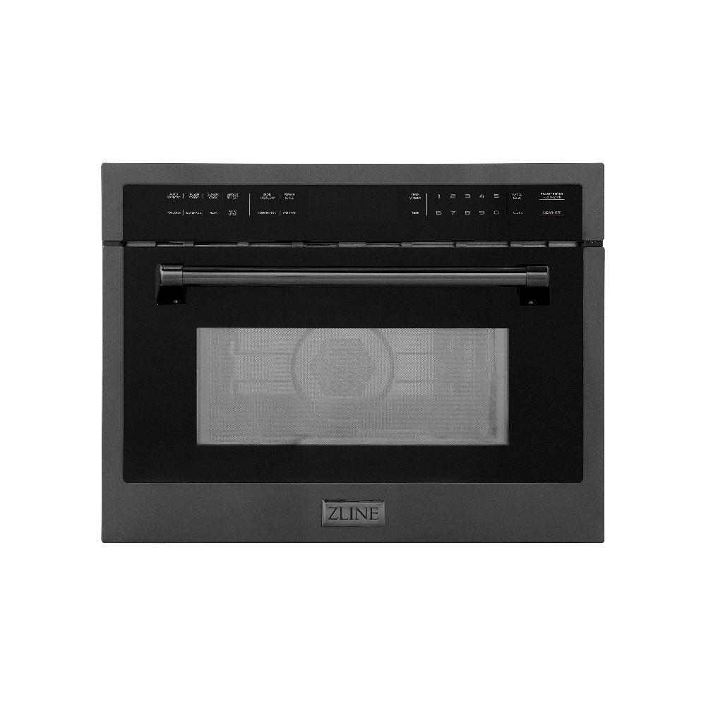 ZLINE 24-inch microwave in black stainless steel MWO-24-BS, front view