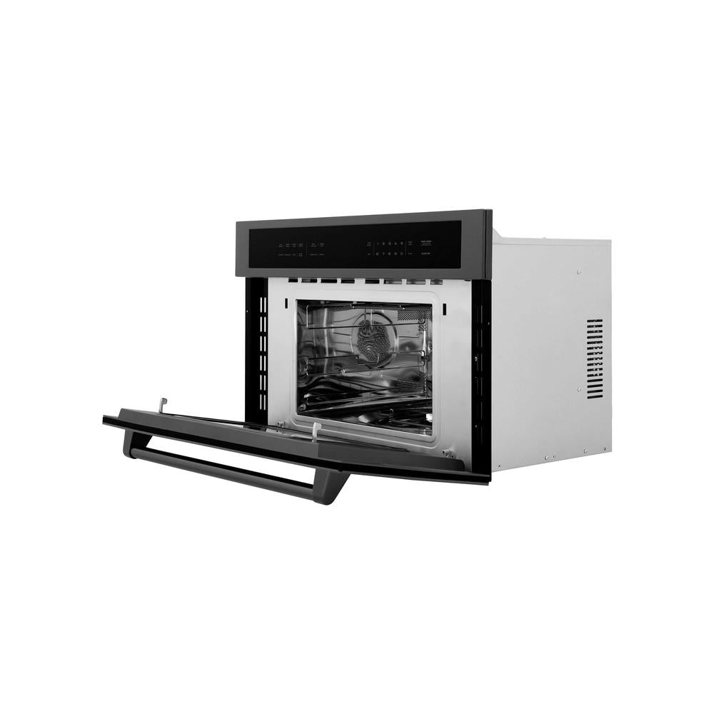 ZLINE 30-inch microwave in black stainless steel MWO-30-BS, door open