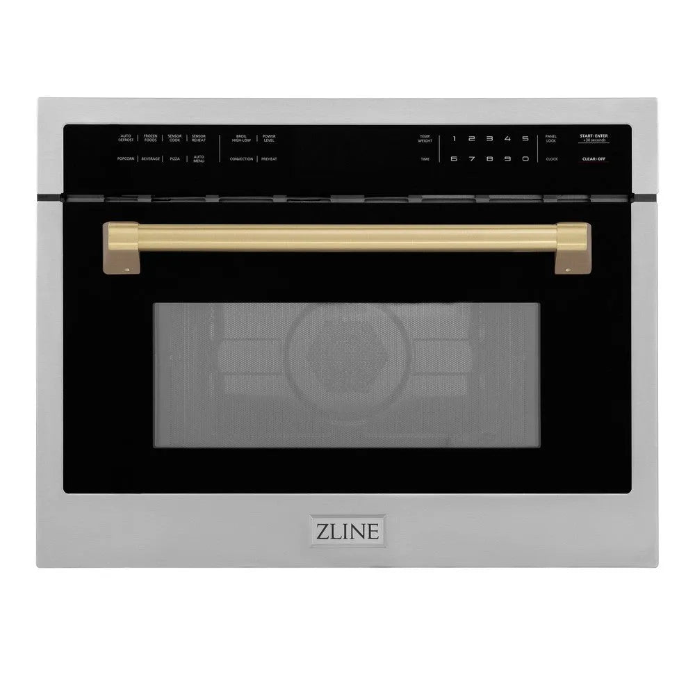 ZLINE Autograph Edition 24-inch microwave in stainless steel and champagne bronze accents MWOZ-24-CB
