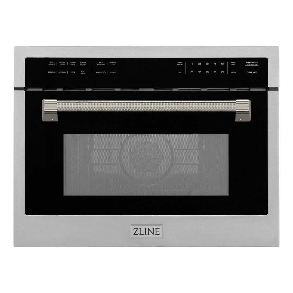 ZLINE Autograph Edition 24-inch microwave in stainless steel and polished nickel accents MWOZ-24-KPN