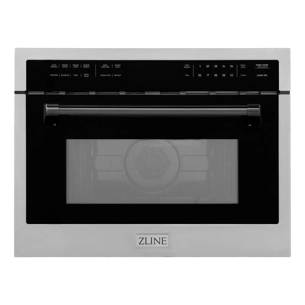 ZLINE Autograph Edition 24-inch microwave in stainless steel and matte black accents MWOZ-24-MB