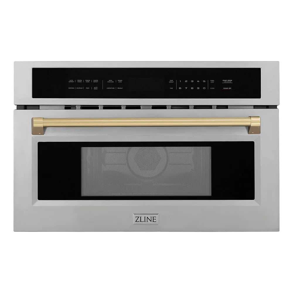 ZLINE Autograph Edition 30-inch microwave in stainless steel and champagne bronze accents MWOZ-30-CB