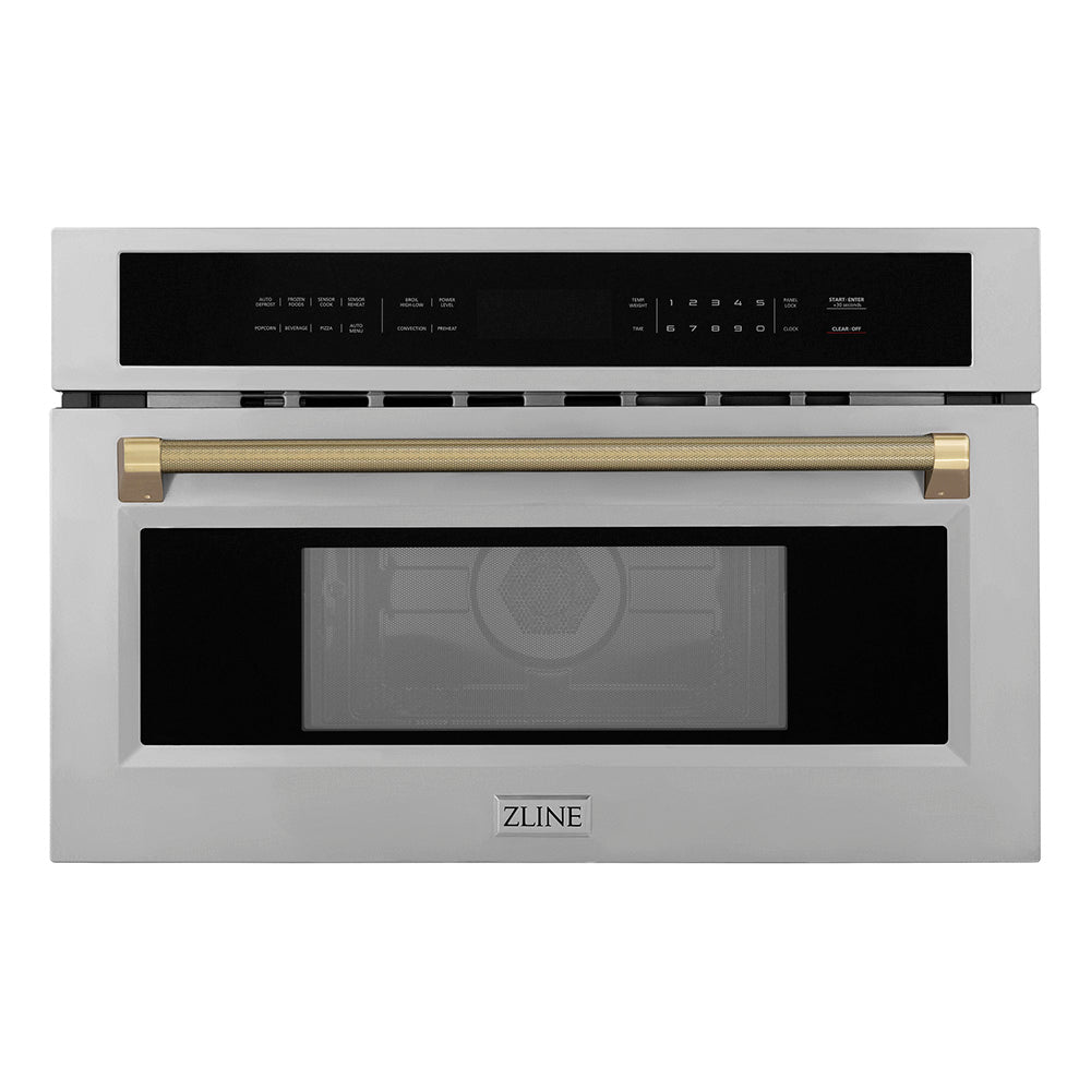 ZLINE Autograph Edition 30-inch microwave in stainless steel and champagne bronze accents MWOZ-30-KCB