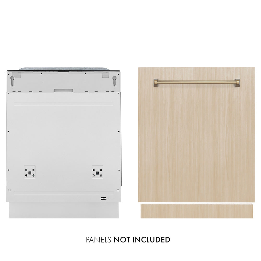 ZLINE Autograph Edition Monument 24-inch dishwasher, panel ready and champagne bronze accents DWMTZ-24-CB