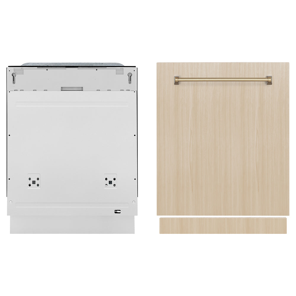 ZLINE Autograph Edition Monument 24-inch dishwasher, panel ready and champagne bronze accents DWMTZ-24-CB, front view