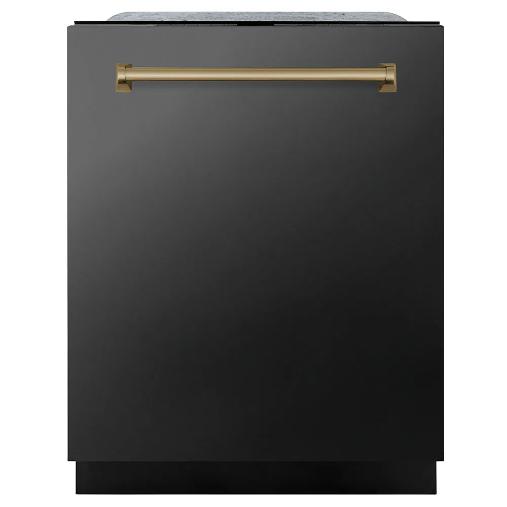 ZLINE Autograph Edition Monument 24-inch dishwasher in black stainless steel and champagne bronze accents DWMTZ-BS-24-CB