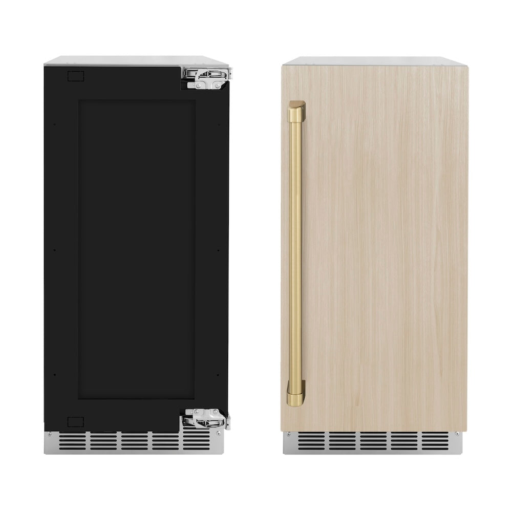 ZLINE Autograph Edition Touchstone 15-inch ice maker, panel ready and champagne bronze accents ICCDPZ-15-CB, front view