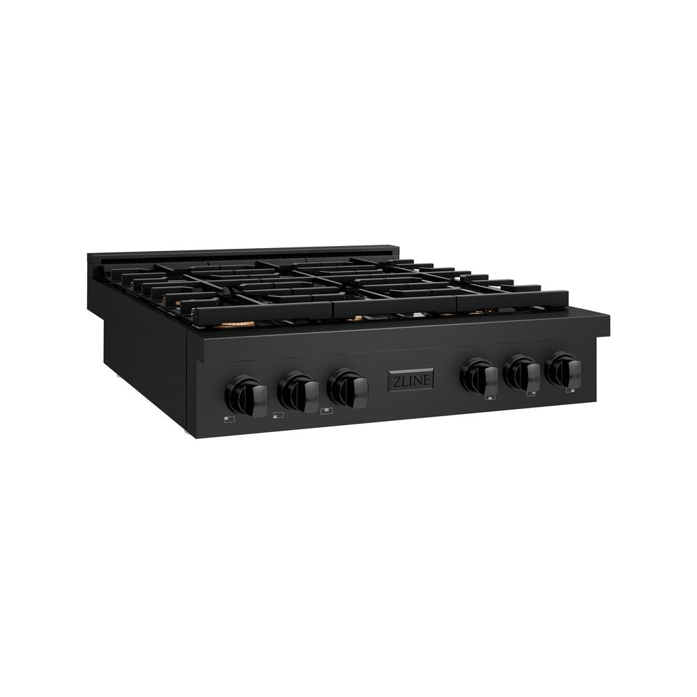 ZLINE Paramount 36-inch rangetop in black stainless steel SRTB-BR-36, from above