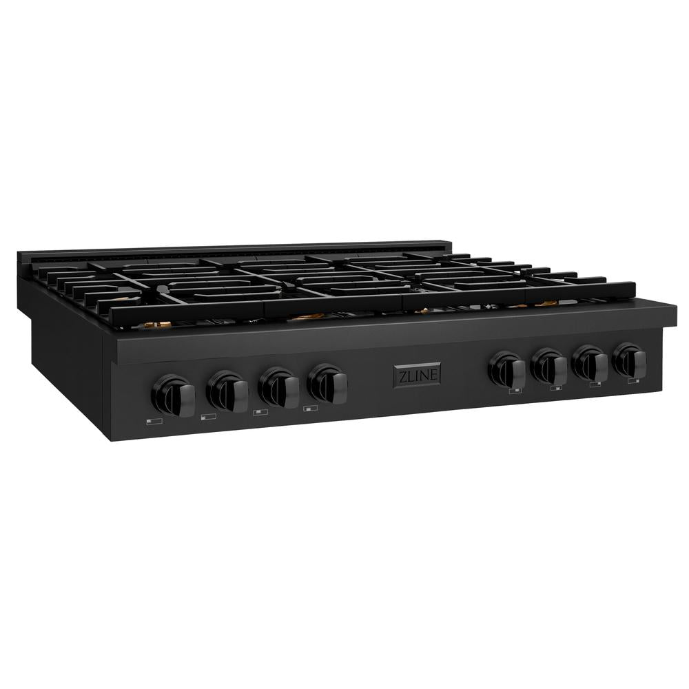 ZLINE Paramount 48-inch rangetop in black stainless steel SRTB-BR-48, from above