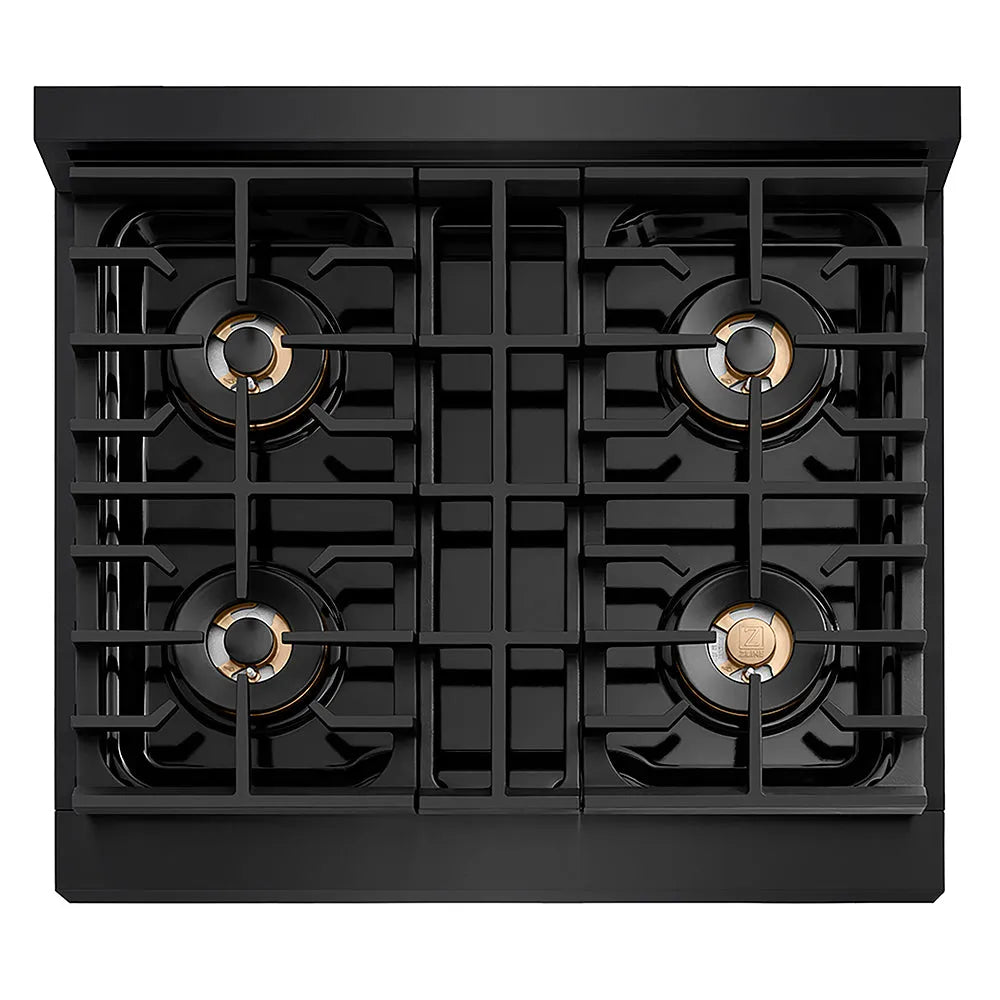 ZLINE Paramount 30-inch rangetop in black stainless steel PSRTB-30, from above