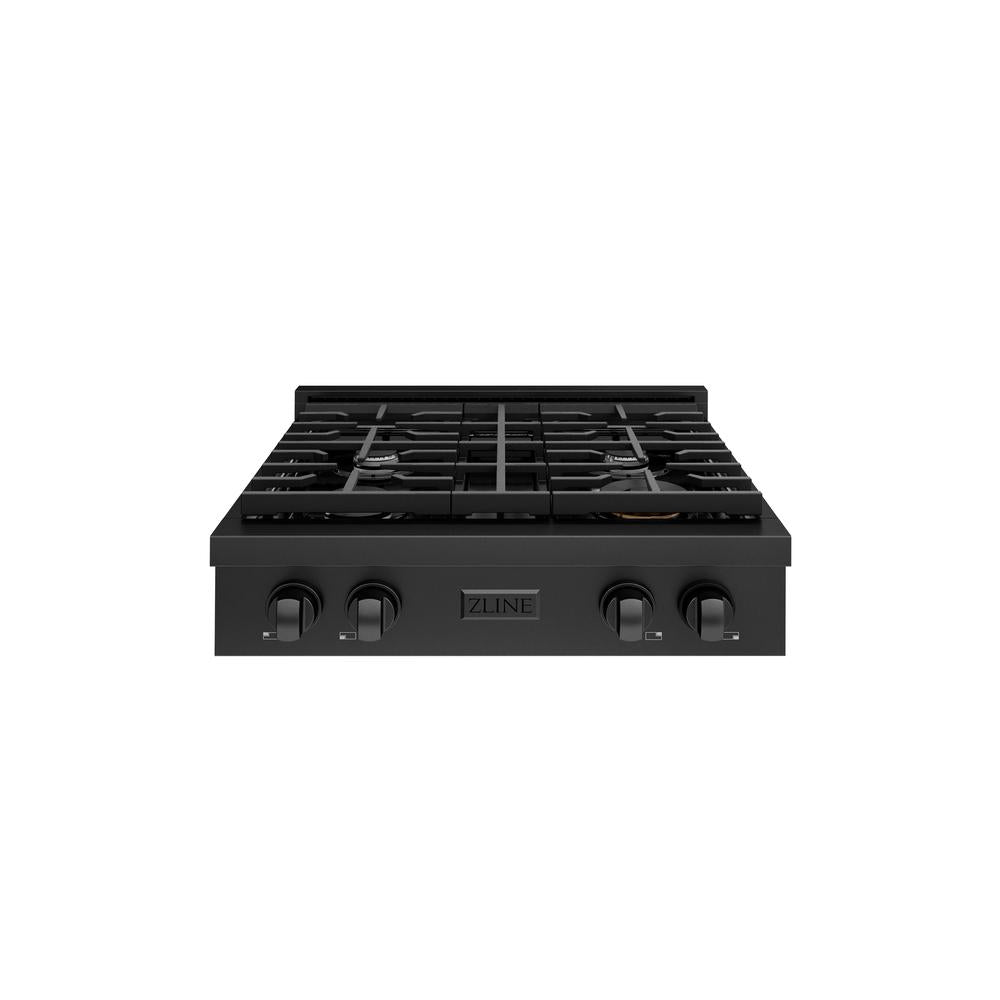 ZLINE Paramount 30-inch rangetop in black stainless steel SRTB-30, front view