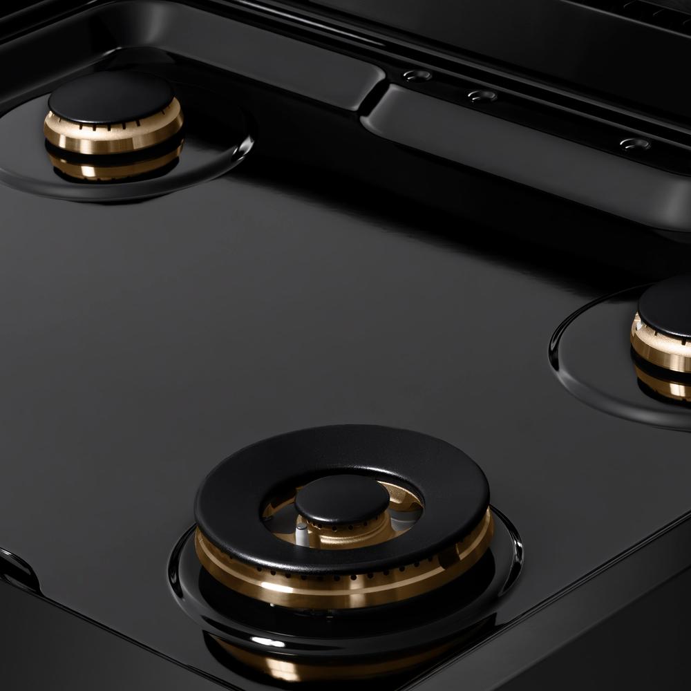 ZLINE Autograph Edition Paramount 30-inch rangetop in black stainless steel and champagne bronze accents SRTBZ-30-CB, from above