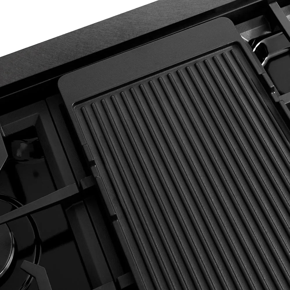 ZLINE Paramount 48-inch rangetop in black satin stainless steel SRTBS-48, from above