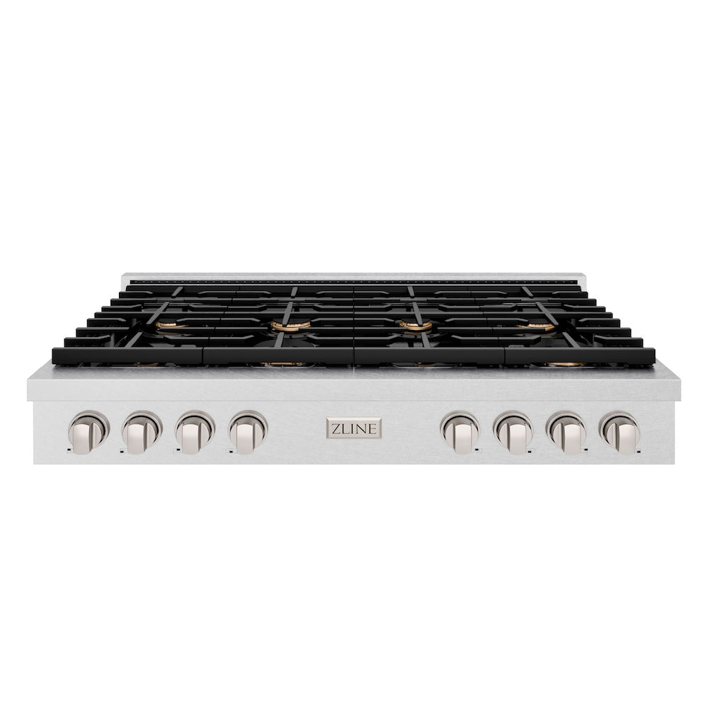ZLINE Paramount 48-inch rangetop in satin stainless steel SRTS-BR-48, front view