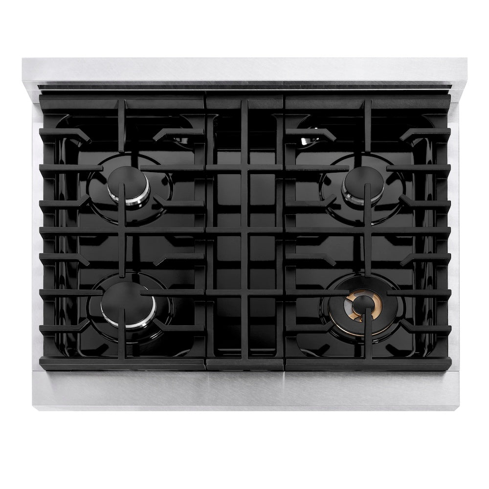 ZLINE Paramount 30-inch rangetop in satin stainless steel SRTS-30, from above