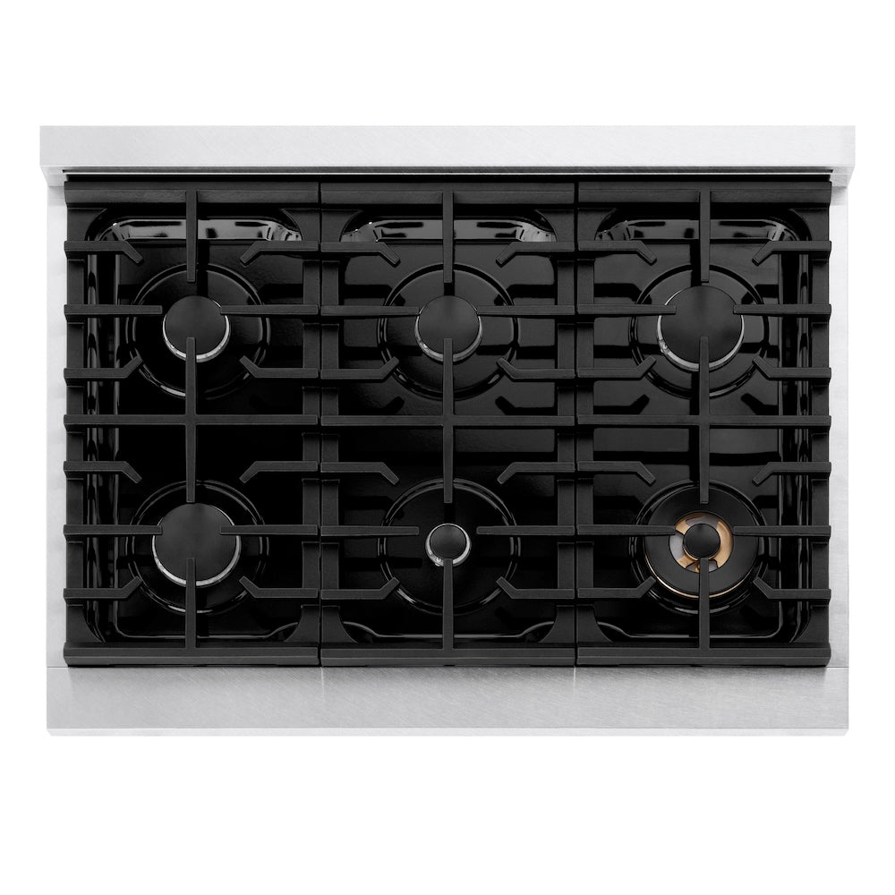 ZLINE Paramount 36-inch rangetop in satin stainless steel SRTS-36, from above